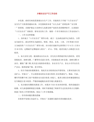 乡镇安全生产月工作总结