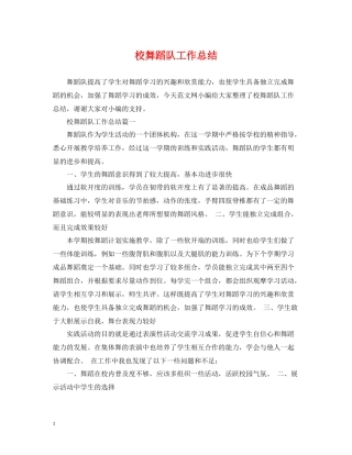 校舞蹈队工作总结