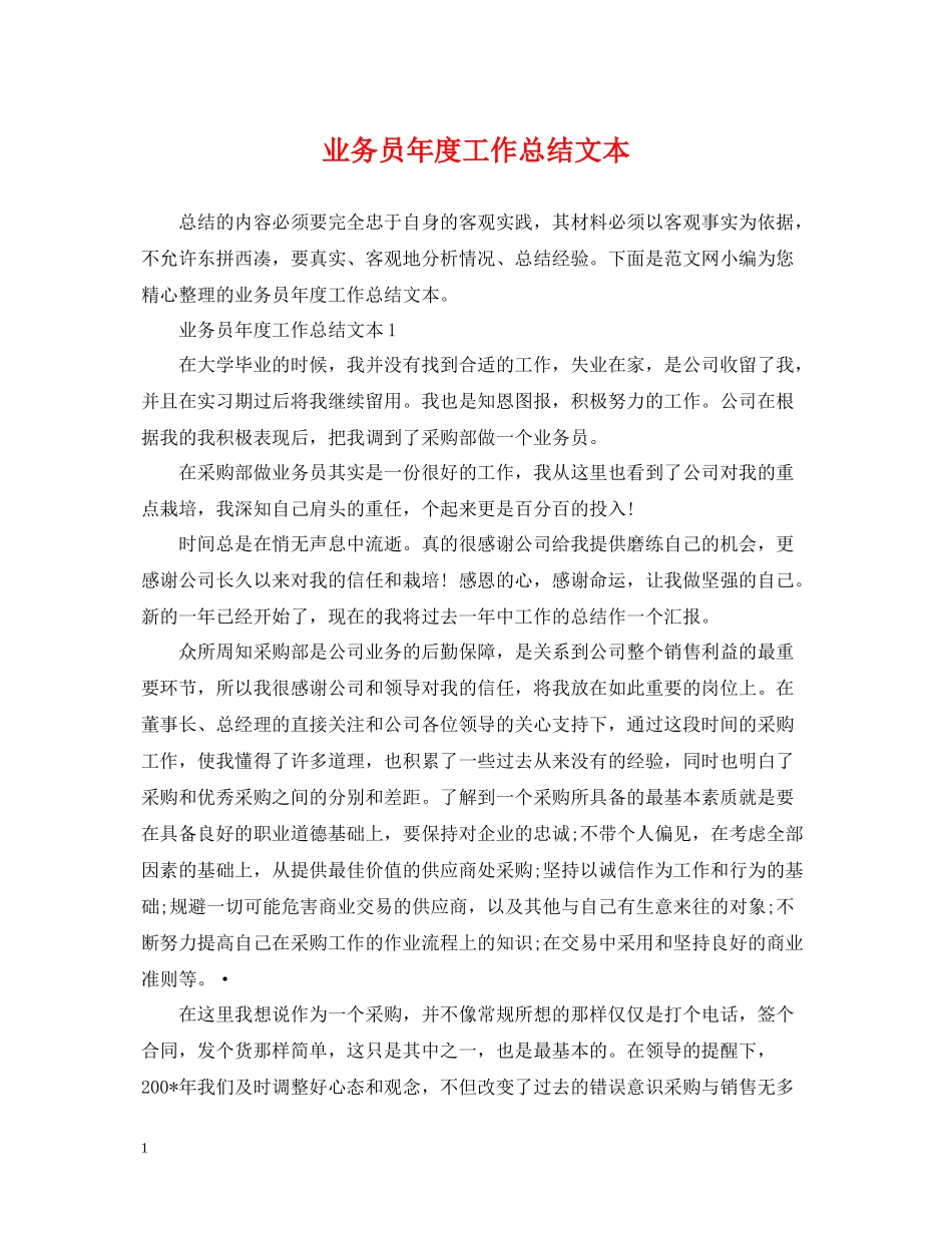 业务员年度工作总结文本_第1页