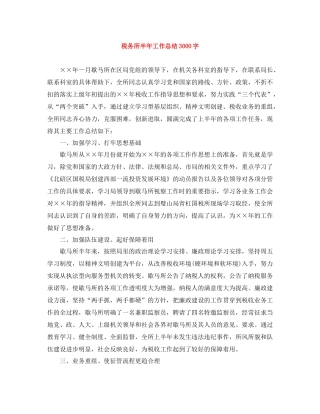税务所半年工作总结3000字