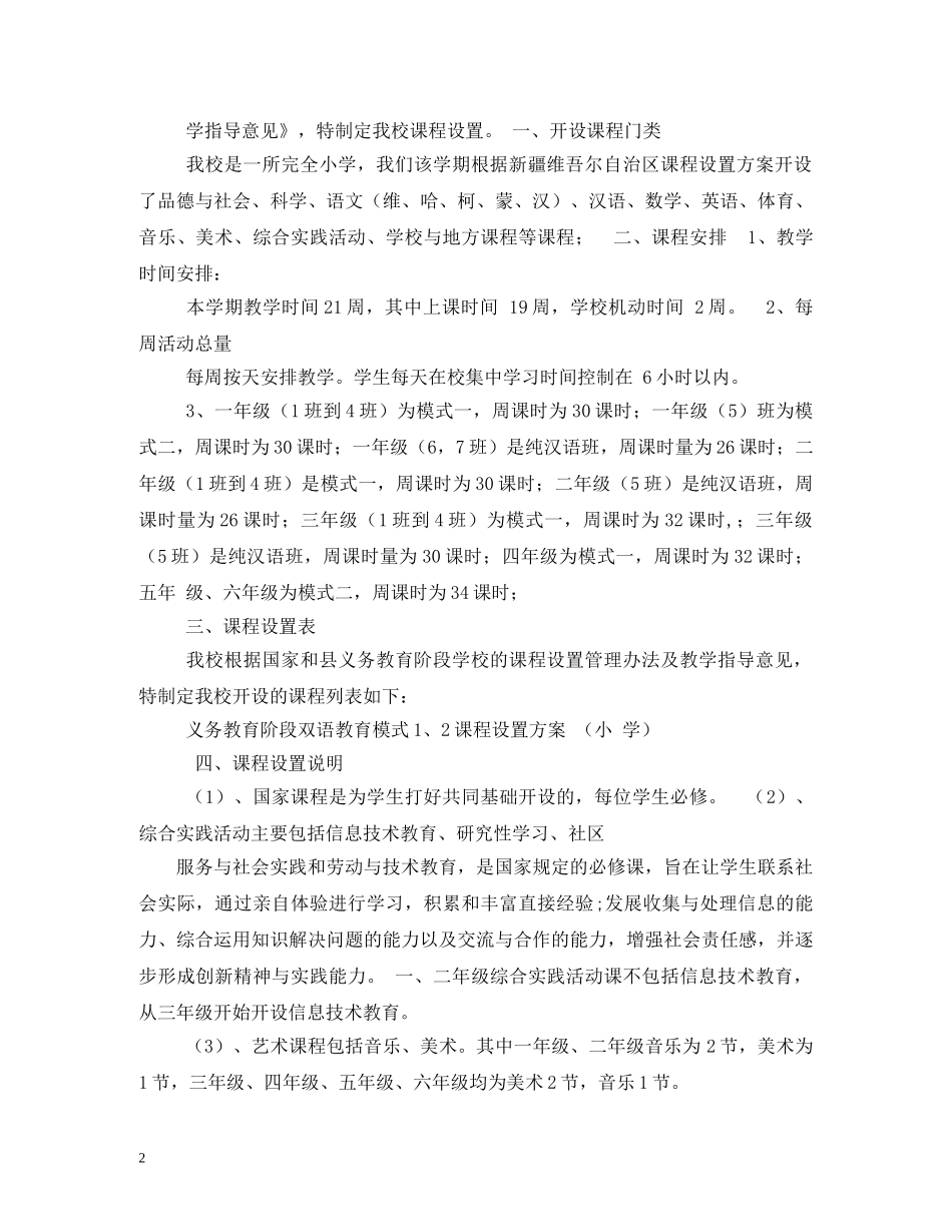 2020年小学地方课程教学计划 _第2页