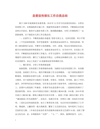 县委宣传部长工作自我总结