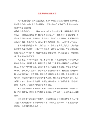 业务员年终总结怎么写