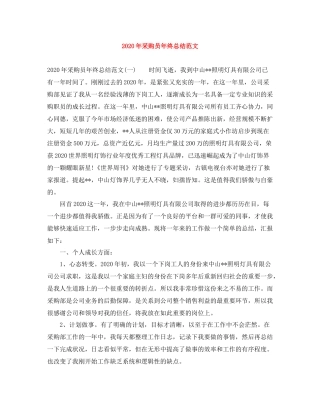 2020年采购员年终总结范文