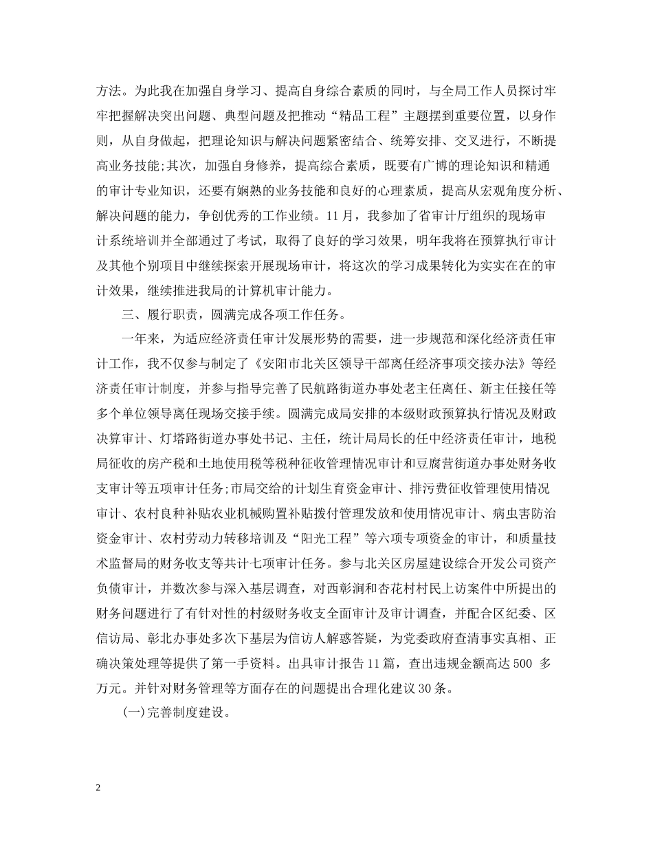 审计人员年终个人工作总结优秀范文_第2页