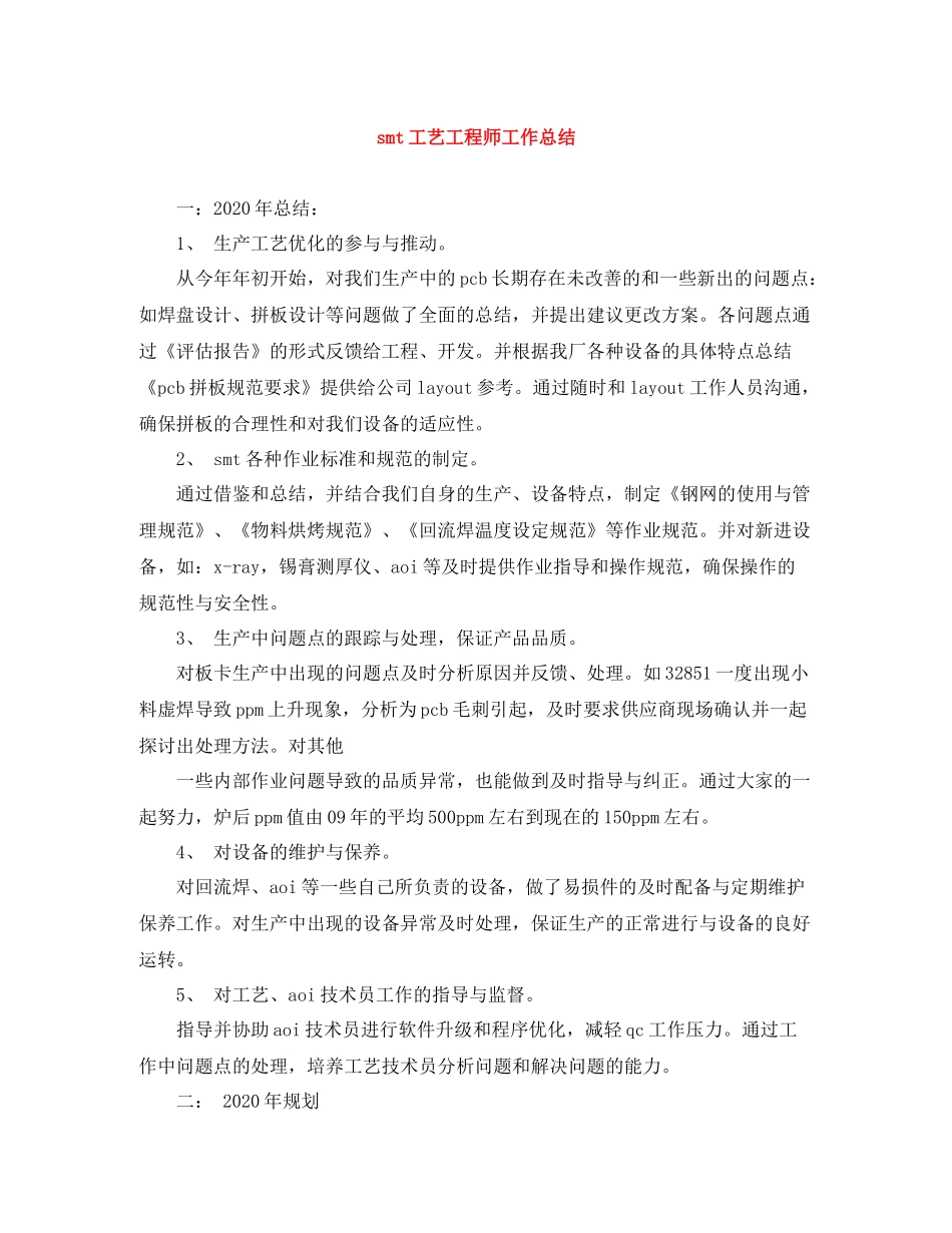 smt工艺工程师工作总结_第1页