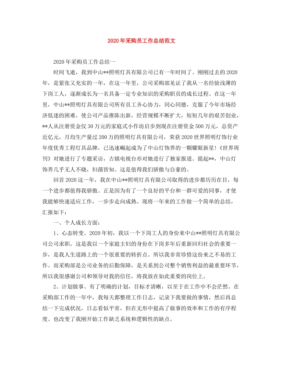 2020年采购员工作总结范文_第1页