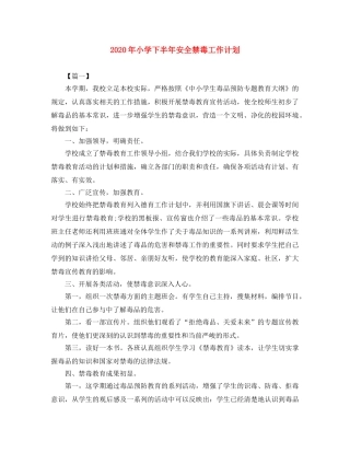 2020年小学下半年安全禁毒工作计划 