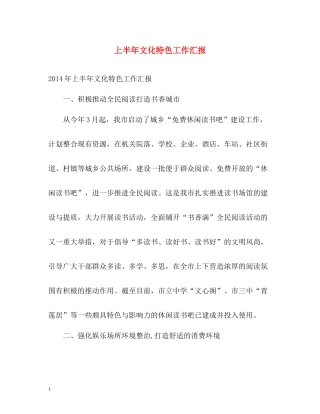 上半年文化特色工作汇报