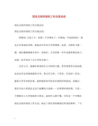 团总支组织部的工作自我总结