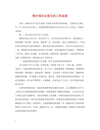 统计局办公室主任工作总结