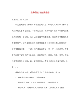 业务员实习自我总结