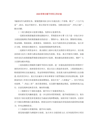 2020年审计部下半年工作计划 