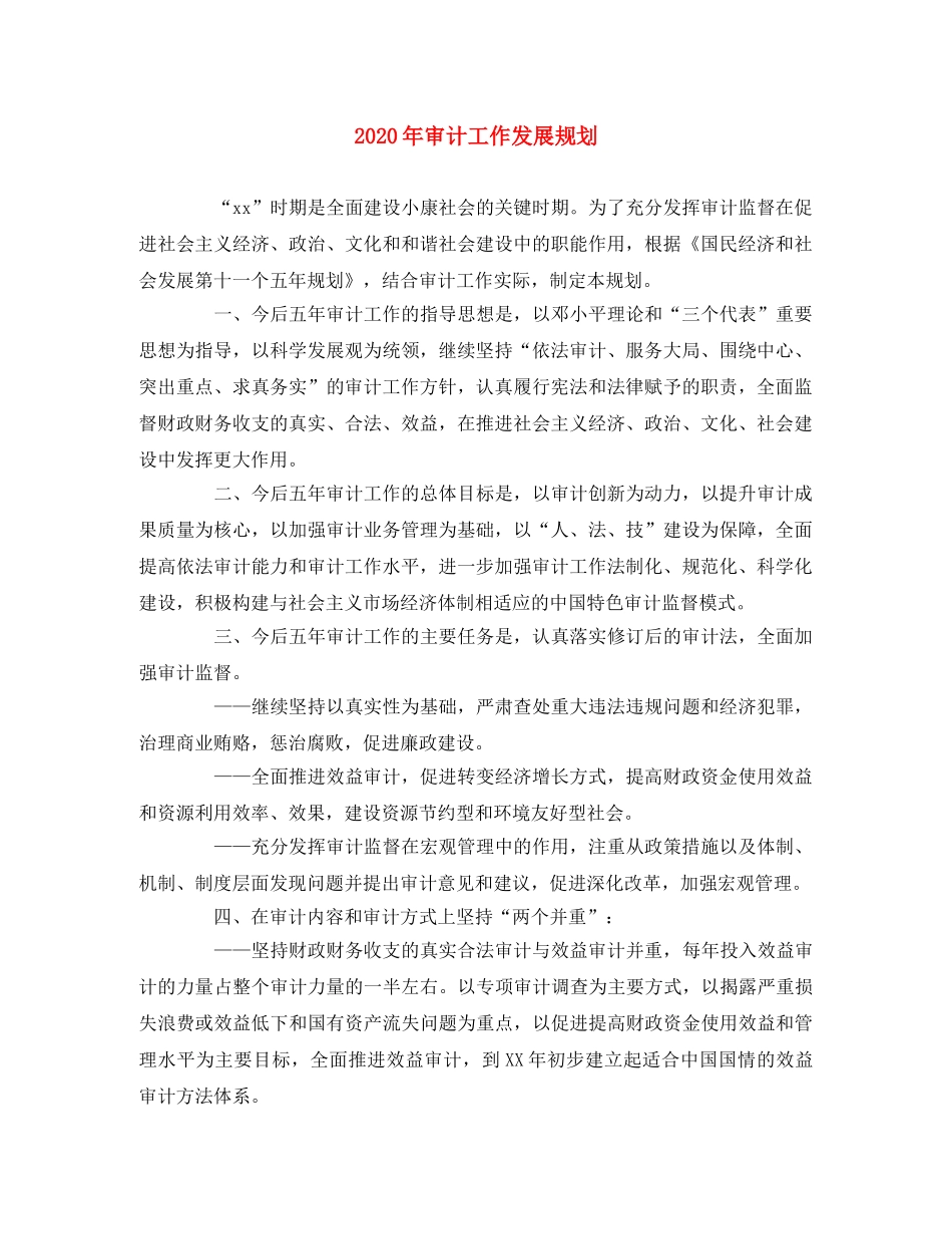 2020年审计工作发展规划 _第1页