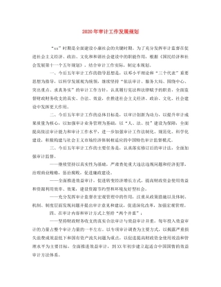 2020年审计工作发展规划 