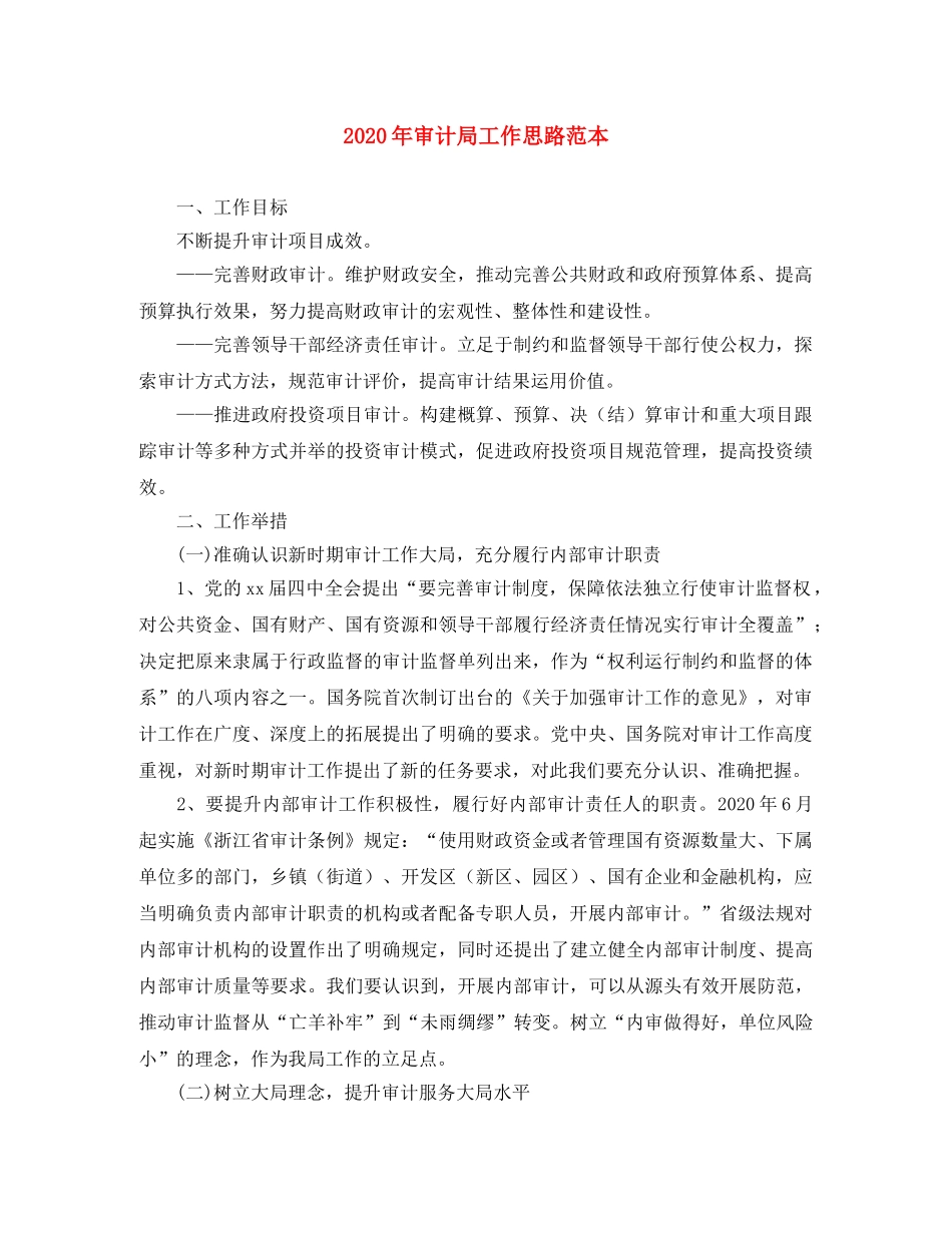 2020年审计局工作思路范本 _第1页