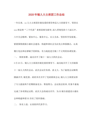 2020年镇人大主席团工作总结