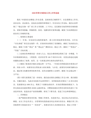 2020年审计局信访工作上半年总结 