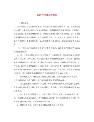 2020年农业工作要点