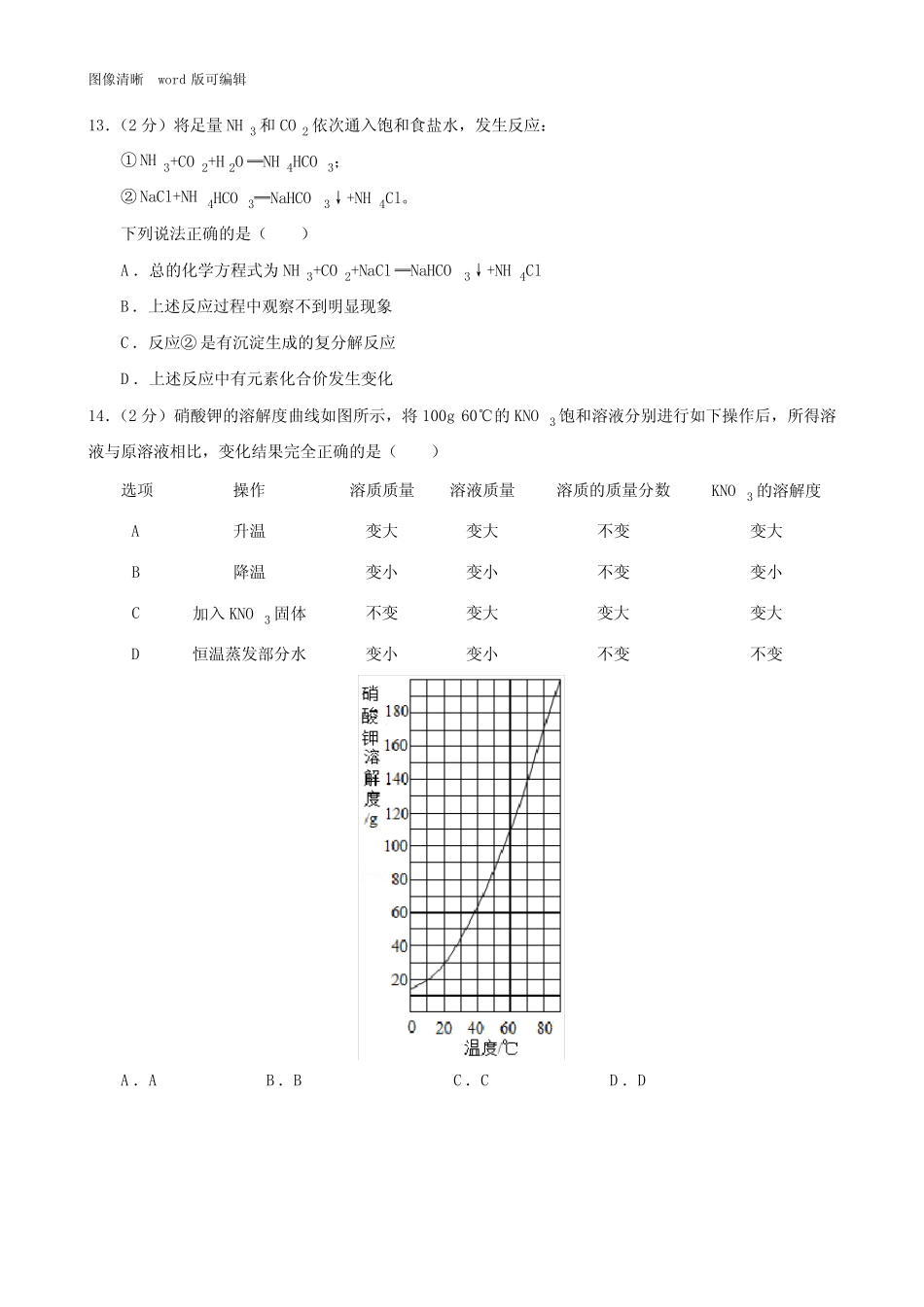 2020年广州市中考化学试题(附答案) _第3页