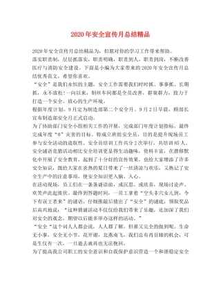 2020年安全宣传月总结精品 