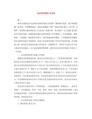 社会组织党建工作总结