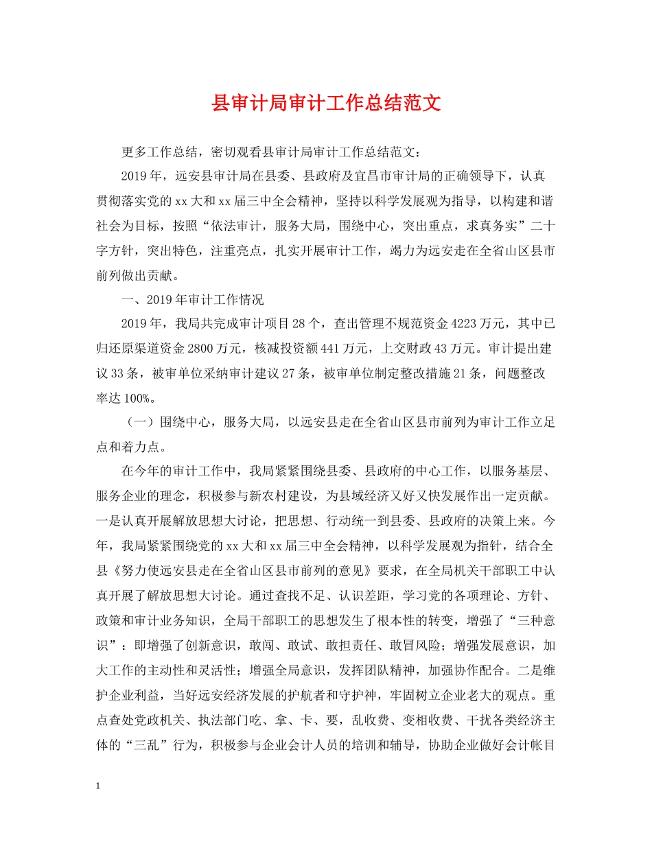 县审计局审计工作总结范文_第1页