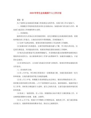 2020年学生会实践部个人工作计划 