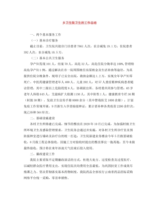 乡卫生院卫生的工作总结