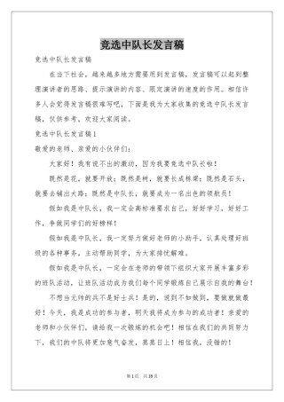 竞选中队长发言稿