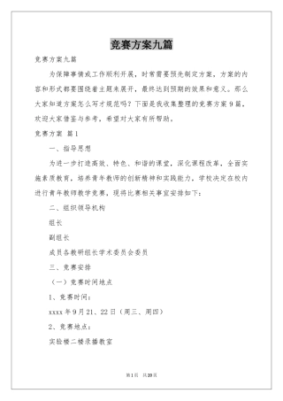 竞赛方案九篇