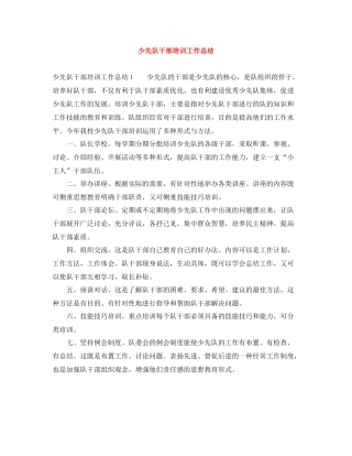 少先队干部培训工作总结