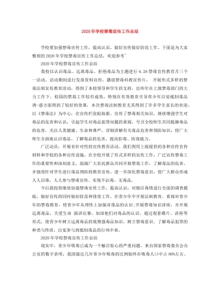 2020年学校禁毒宣传工作总结 