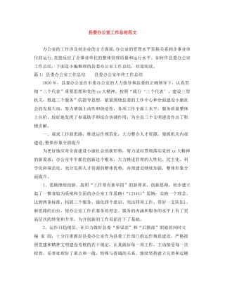县委办公室工作总结范文2