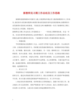 新教师见习期工作总结及工作思路