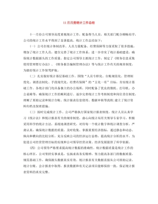 11月月度统计工作总结