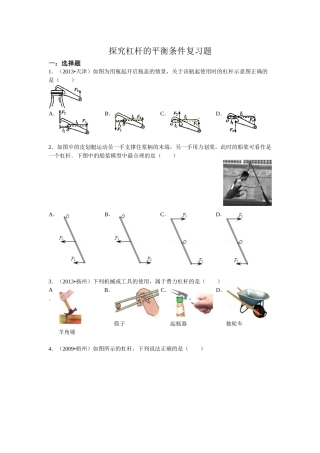 探究杠杆的平衡条件复习题