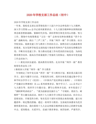 2020年学校支部工作总结（初中） 