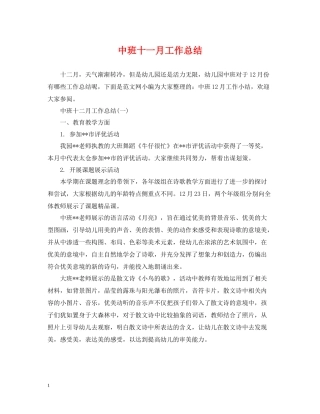 中班十一月工作总结