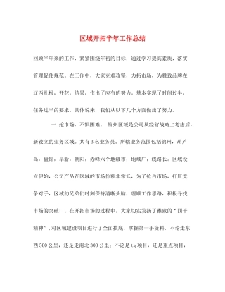 区域开拓半年工作总结
