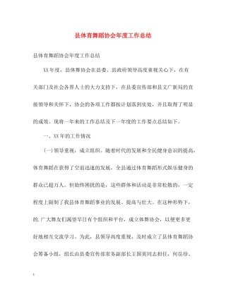 县体育舞蹈协会年度工作总结