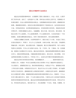 团队合作精神学习总结范文