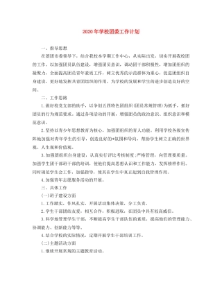 2020年学校团委工作计划 