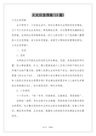 火灾应急预案(15篇)