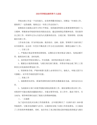 2020年学校出纳年终个人总结 