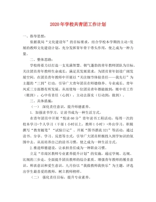 2020年学校共青团工作计划 
