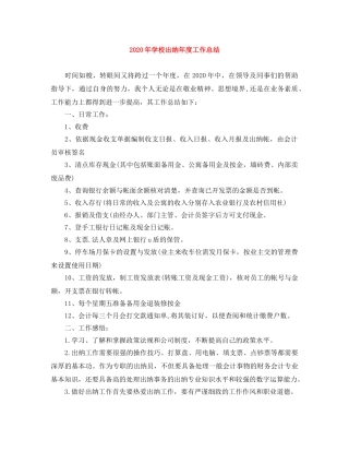 2020年学校出纳年度工作总结 