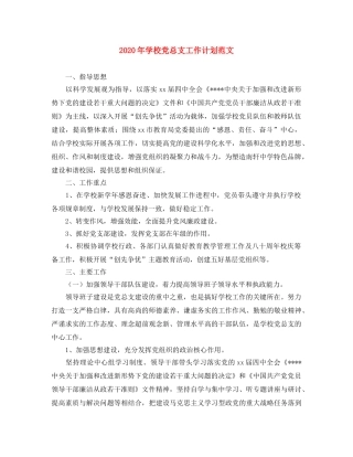 2020年学校党总支工作计划范文 
