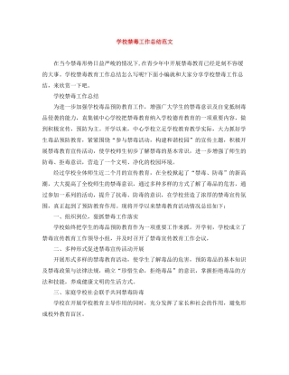 学校禁毒工作总结范文2