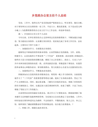 乡党政办公室主任个人总结